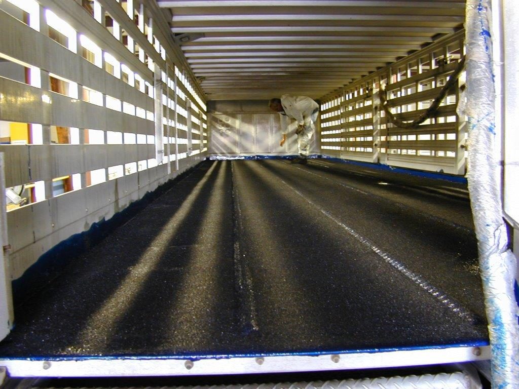 Trailer roof coated with Alasta Seal flexible polyurea membrane