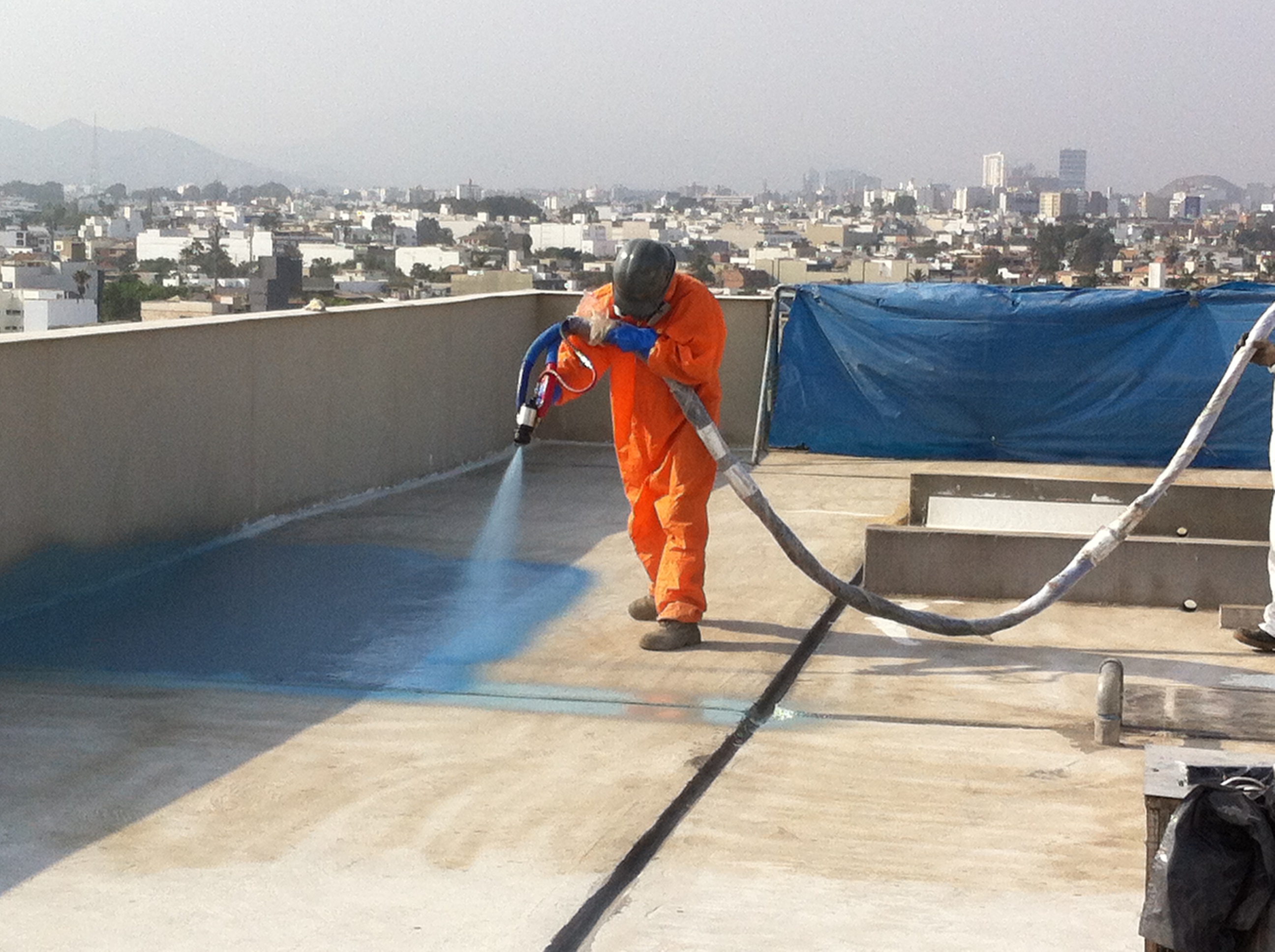 Liquid roofing project in progress
